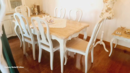 Comedor Madera Casi Nuevo Estilo Normando Con 6 Sillas 