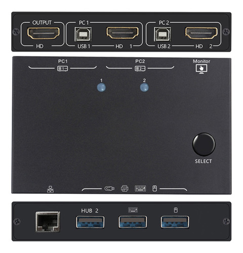 Conmutador Adaptativo 100 Ethernet Kvm Gigabit 4k/usb Rj45 S