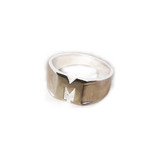 Anillo Sello Cuadrado Con Inicial - Plata 925 - A061