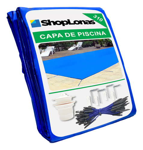 Capa De Piscina Azul Proteção + Térmica Sl300 10 Em 1 9x8m