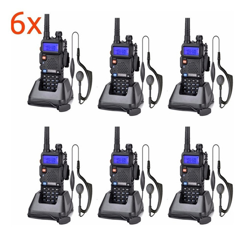 Combo 6 Radioteléfonos Baofeng Uv5r V2 50km Vhf/uhf Dual Lcd