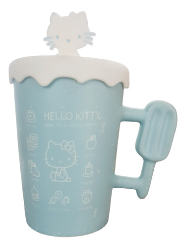 Taza Hello Kitty Sanrio De Ceramica Con Tapa De Silicón.