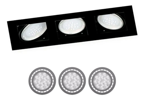 Spot Embutir Cardanico Led 3 Luces Gu10 Con Zocalo + 3 Ar111