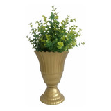 Vaso Planta Artificial Decorativo Luxo - 2 Unid Cor Dourado Liso