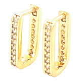 Aretes Mujer Rectangular Arracadas Chicas Niñas Oro Laminado