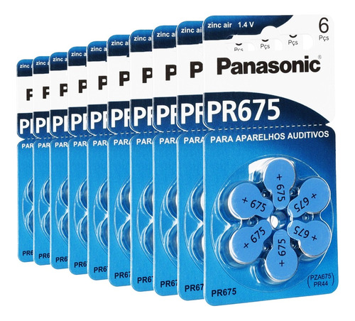 30 Pilhas Baterias Aparelho Auditivo Pr675/ Pr44 Panasonic