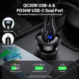66w Fast Car Charger Usb C With Voltage Display, Acefast Pd3