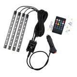 Kit 4 Tira Led Interior Do Carro Rgb Luzes De Atmosfera 0110