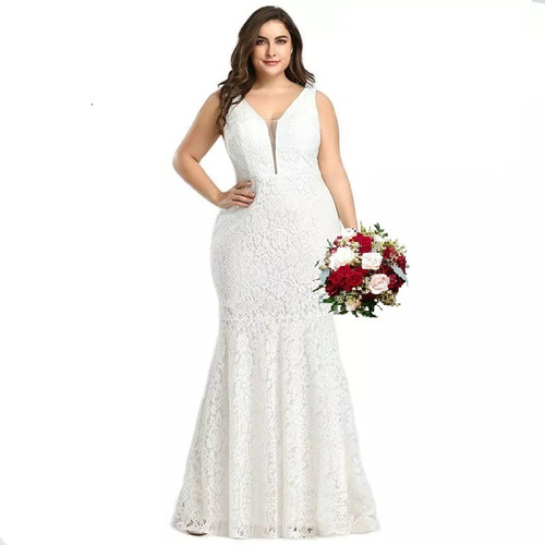 Vestido Longo Plus Size Casamento Renda #42 Noiva Civil 