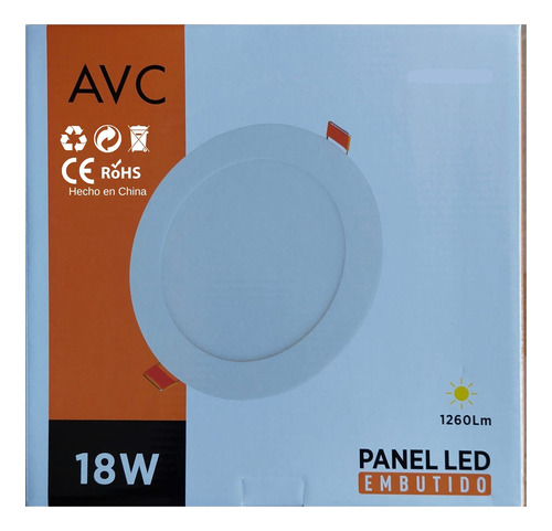 X20 Foco Panel Led Embutido Redondo 18w Luz Fria Avc