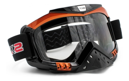 Goggles Gafa Protectora Negro Naranja Mica Trans Moto Techx2