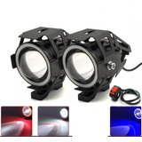 Par Faros Auxiliares Moto Exploradoras U7 Ojo Angel Led Moto