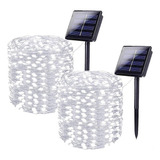 Kit 2 Pisca Pisca Com Painel Solar Fio De Fada Led 20 Metros