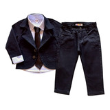 Roupa Social Menino - Conjunto Blazer Camisa Calça E Gravata