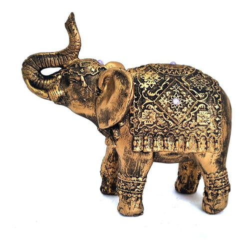 Elefante Indiano Decoração Luxo Resina Importada 21cm Grande