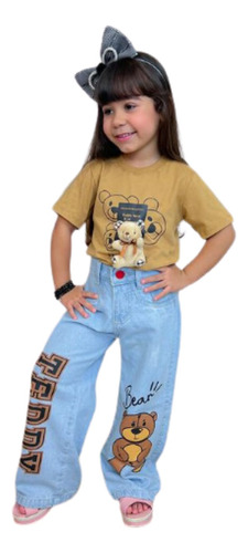 Conjunto Calça Wide Leg E T-shirt Infantil Menina