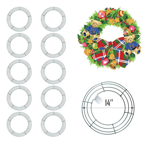 10 Estructuras De Alambre Para Coronas De Navidad 35.5cm