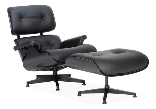 Sillón Living Eames Miller Negro Con Ottoman Lounge Chair