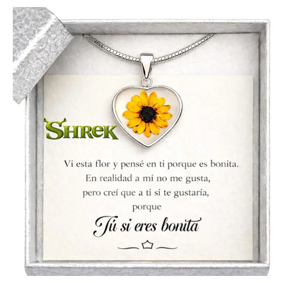 Collar Shrek Girasol Joyeria Mujer Plata 925 Regalo Cuarzo Plateado