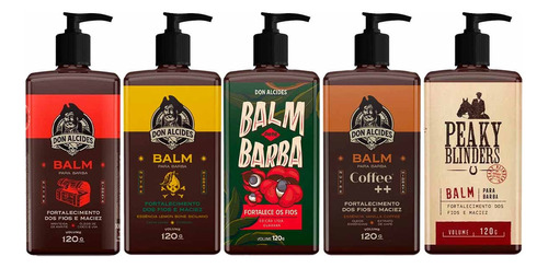 5x Balm Barba Negra Lemon Guaraná Coffee Peaky Don Alcides Fragrância Kit