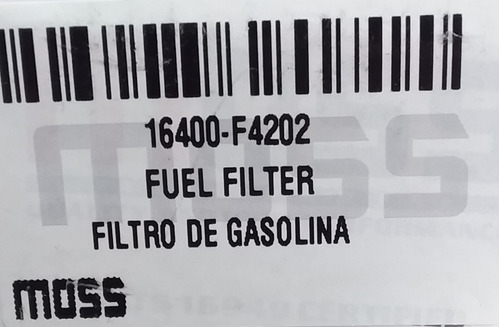 Filtro Gasolina Nissan Sentra B13 B14 Moss 98-33023 Foto 4