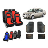 Fundas Cubre Asiento Cuerina Renault Symbol + Alfombra 4 Pzs