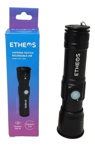 Linterna Táctica Etheos Glti-3wu Led Zoom Recargable Usb