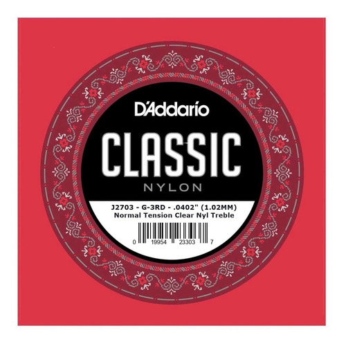 Cuerda De Guitarra D'addario Student Nylon J2703 0.40 De Nylon