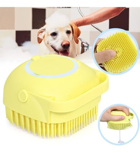 Escova Banho Cachorro Pet Reservatorio Para Shampoo Silicone