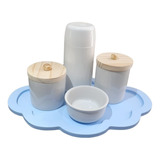 Kit Higiene Bebê Porcelana Menino Garrafinha Térmica 5 Pçs