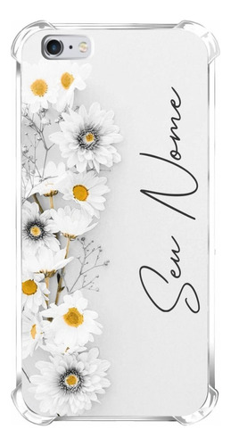 Capa Capinha Personalizada Com Nome Floral Branco Vertical
