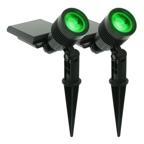 Kit 2 Espeto Refletor Led Spot Solar Verde Externo Jardim