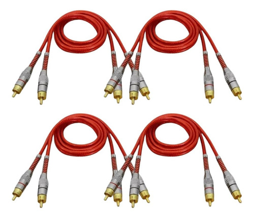 Kit Com 4 Cabos Rca 1 Metro 1 M Blindado Cabos Dupla