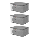 Pack 3 Bolso Organizador Almacenaje Jumbo 85 Lts. Bolsa Ropa Color Gris