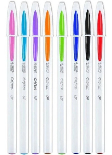 Kit Jogo Caneta Bic Cristal Up Ponta Média 1.2 - 8 Cores 