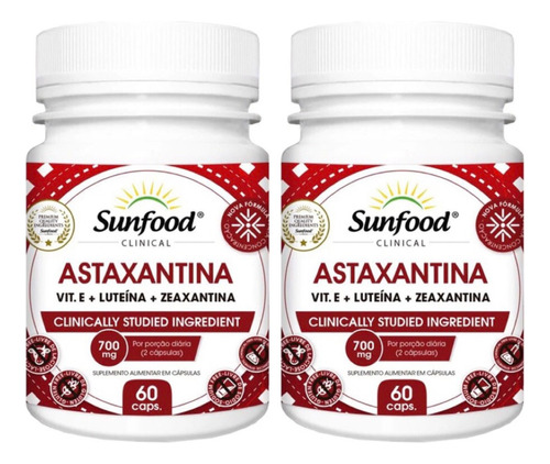 Kit 2 Un - Astaxantina Vit E Luteina Zeaxantina - Sunfood