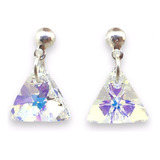 Aros Pasante Swarovski Triangulo De Plata 925