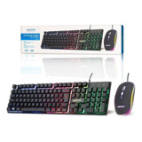 Kit Com Fio Usb Teclado C/ Mouse Led Rgb Abnt  Bk-g550 Exbom