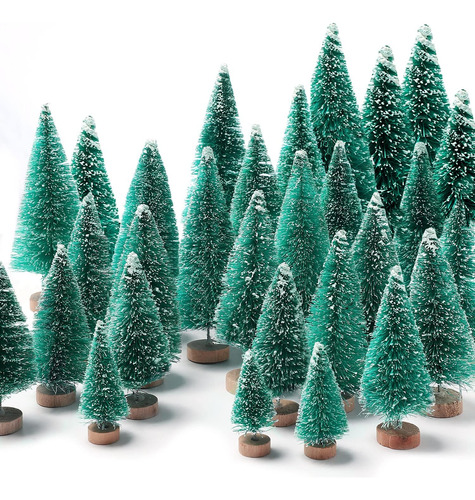 30 Mini Árboles De Navidad Artificiales Con Base De Madera