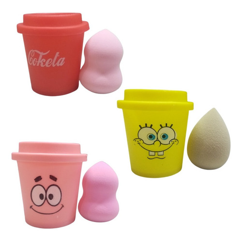 Esponja Beauty Blender Con Estuche Diseño Bob Esponja 3pz