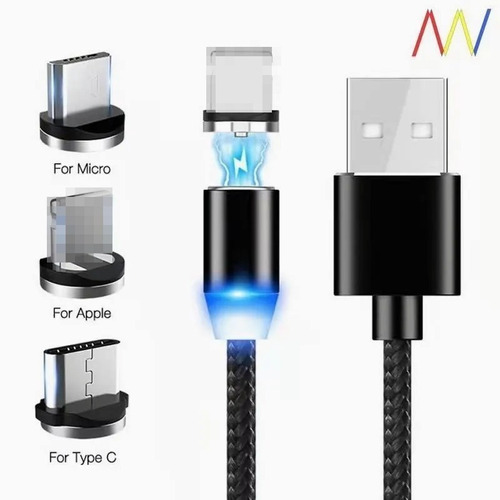 Cable Usb Magnetico 3 En 1 Micro Usb, Tipo C,  Lightning