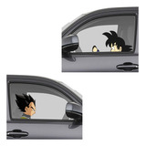 Sticker Cristales Auto Goku Manejando Y Vegeta Acompañante