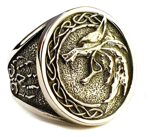 Anillo Lobo Poder Escudo De Armas Acero Inoxidable B