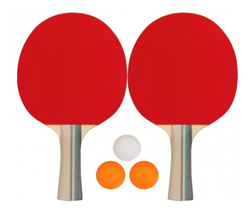 Set Juego Dos Paletas Raquetas Ping Pong+3 Pelotas Clase B
