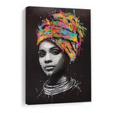 Quadro Decorativo Mulher Africana Colorida Para Sala Canvas
