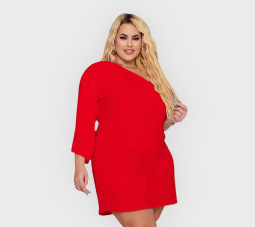 Vestido Festa Plus Size Curto Verão Nula Manga Moda Blogueir