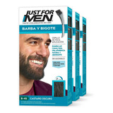 Tinte Just For Men Barba Y Bigote Castaño Oscuro 3-pack 