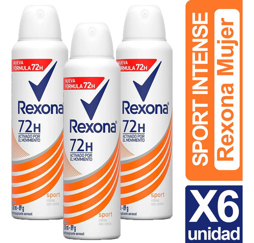 Desodorante Rexona Sport Intense Mujer Pack 6 Unidades 150ml