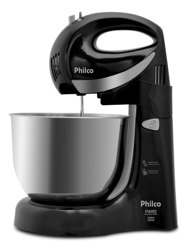 Batedeira Philco Paris Inox Duo Mixer Turbo Preto 220v