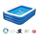 Piscina Hinchable Azul De 180 X 142 X 60 Cm Familiar.